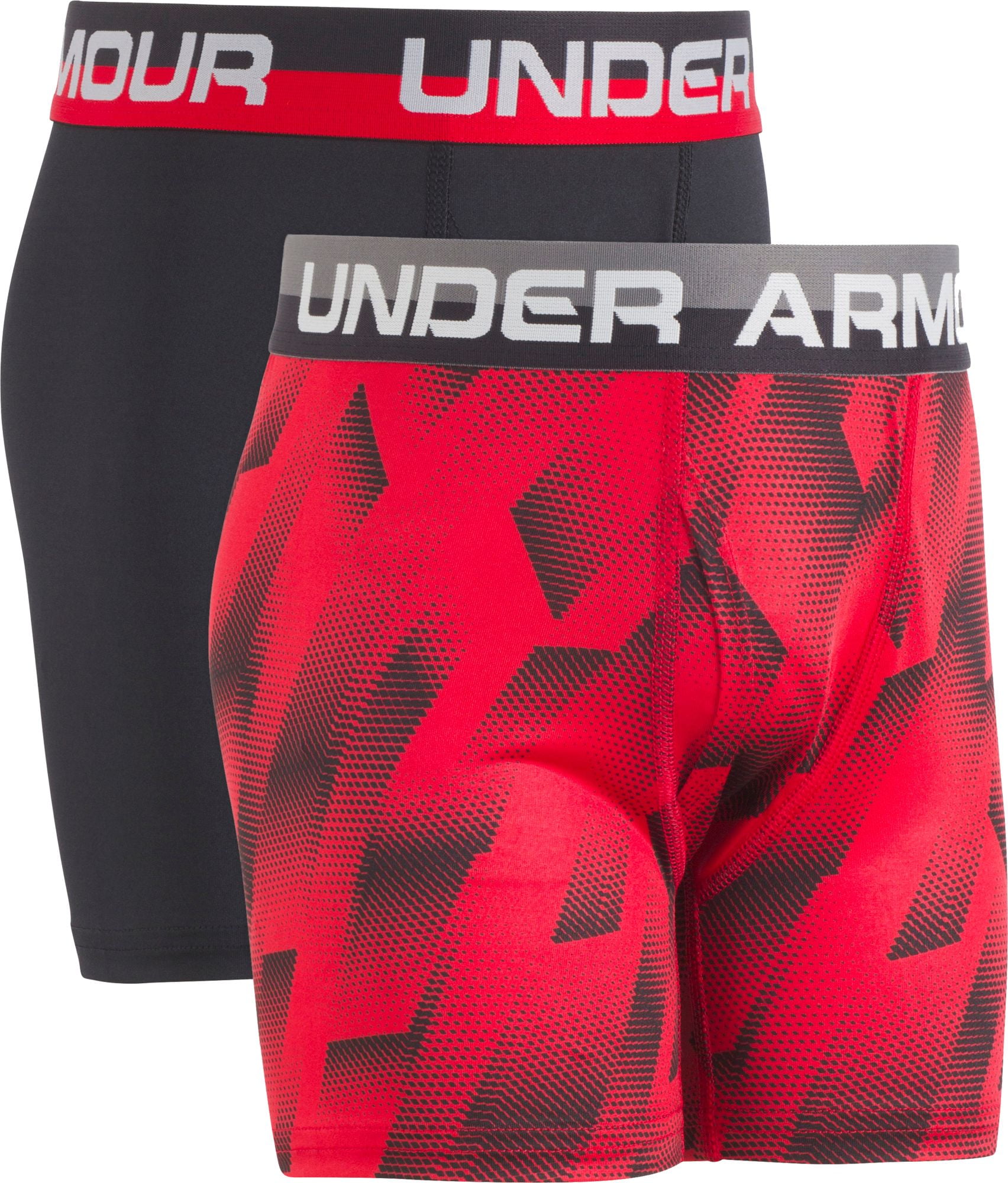 Under Armour Boys' Big Performance Boxer Briefs, Lightweight & Smooth  Stretch Fit, red/Black Print, YMD 