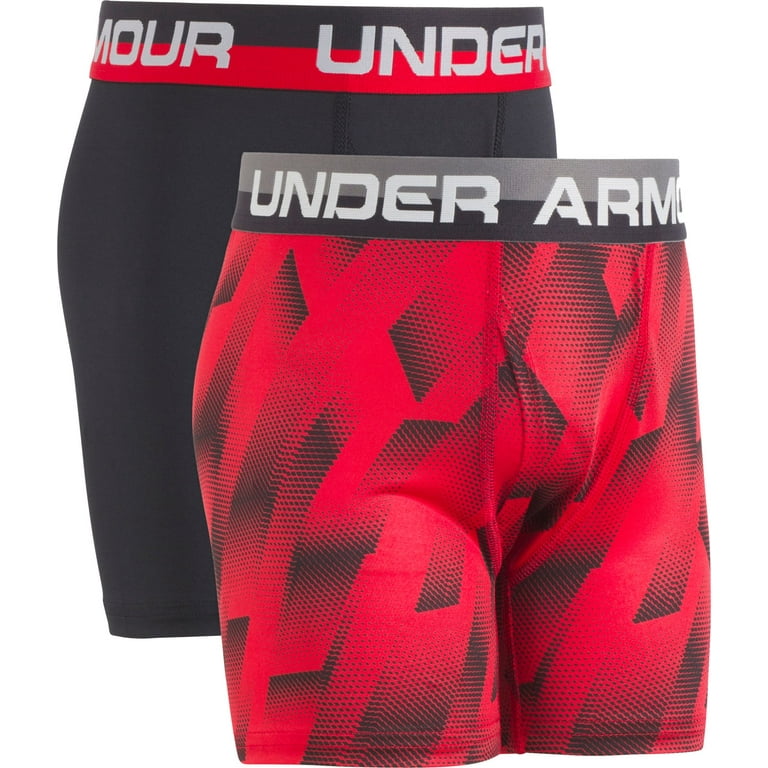 Under Armour Boys' Big Performance Boxer Briefs, Lightweight & Smooth  Stretch Fit, red/Black Print, YMD