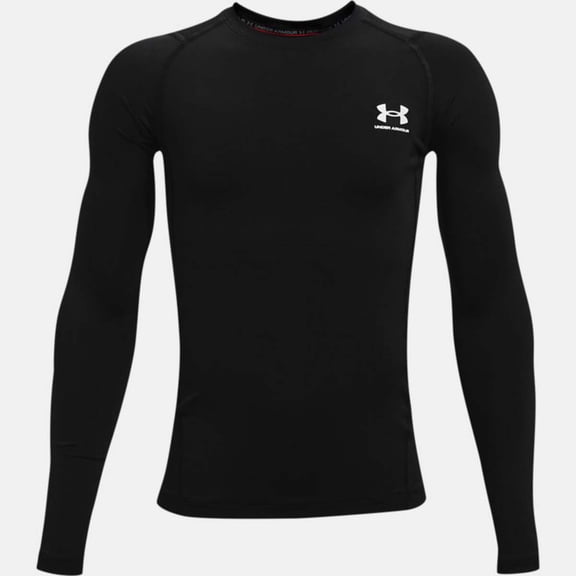 Under Armour Boys HeatGear Armour Long-Sleeve T-Shirt Black/Gray X-Large