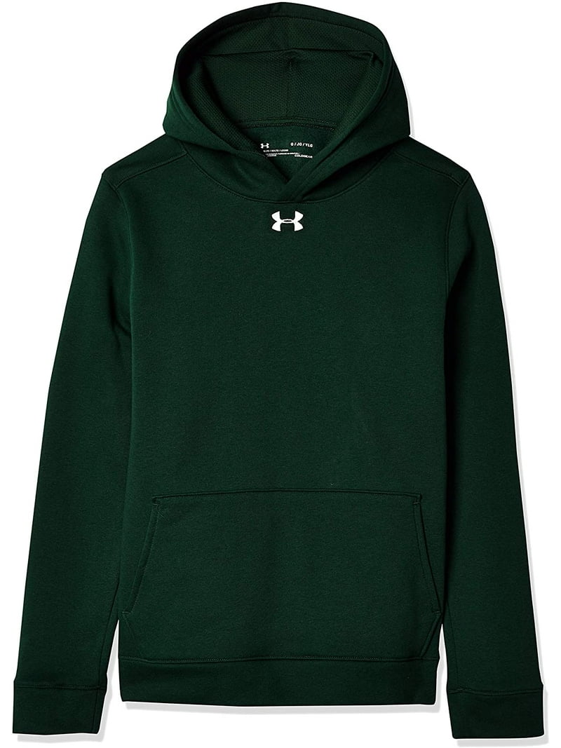 Under Armour Boys Hustle Fleece Hoodie, Green/White, Large