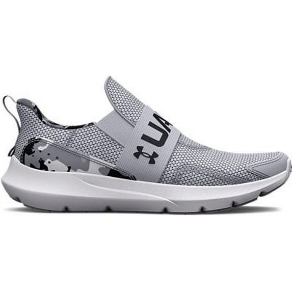 Under Armour Boys' Pre-School UA Surge 3 Slip On Sneaker Mod Gray/Black/Black - 3026674-100