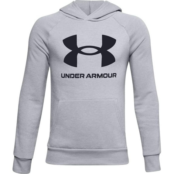 Under Armour Boys' Rival Fleece Hoodie , Gray Light Heather (011)/Black , Y MD