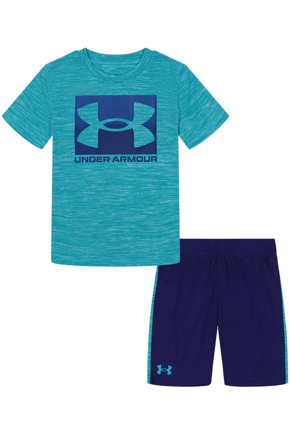 Boys Sleeve Tee Set, Lightweight Breathable T-Shirt And Short Set, Blue Surf Dropback, 2T US