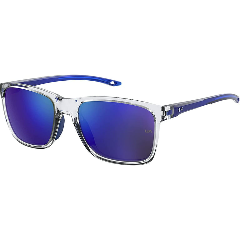 Under Armour Boys' UA Hustle Jr. Rectangular Sunglasses, Crystal  Clear/Blue, 56mm, 18mm 