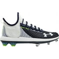 thumbnail image 1 of Under Armour Bryce Harper 4 Low Men's Metal Baseball Cleats, White / Navy, 8.5, 1 of 2