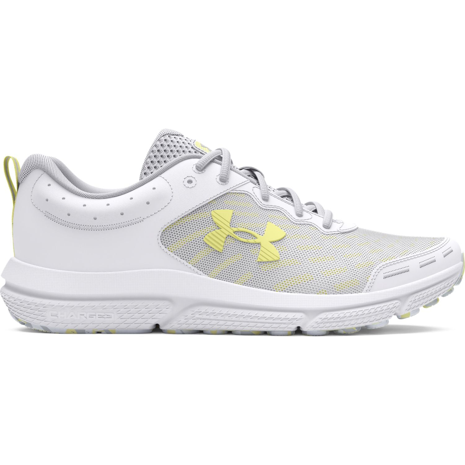 Under Armour Charged Assert 10 Women's Running Shoes in White and Sonic Yellow