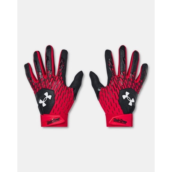 Under Armour Clean Up Baseball Softball Batting Gloves Black/Scarlet Red/White