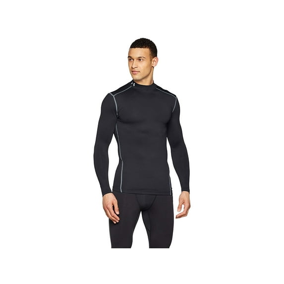 Under Armour ColdGear Compression Mock Neck Athletic Shirt, Men's, Black-Steel