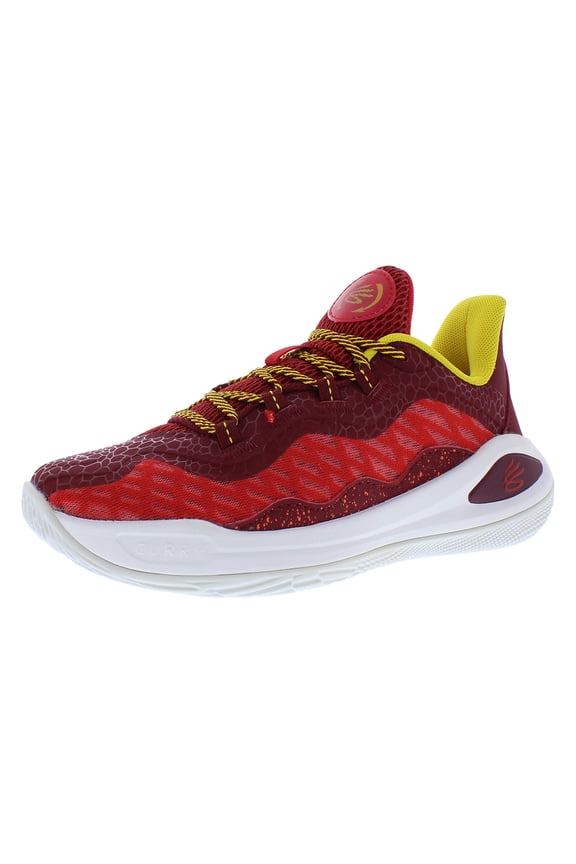 Curry 11 Fire GS Boys Shoes Size 4, Color: Yellow/White/Red