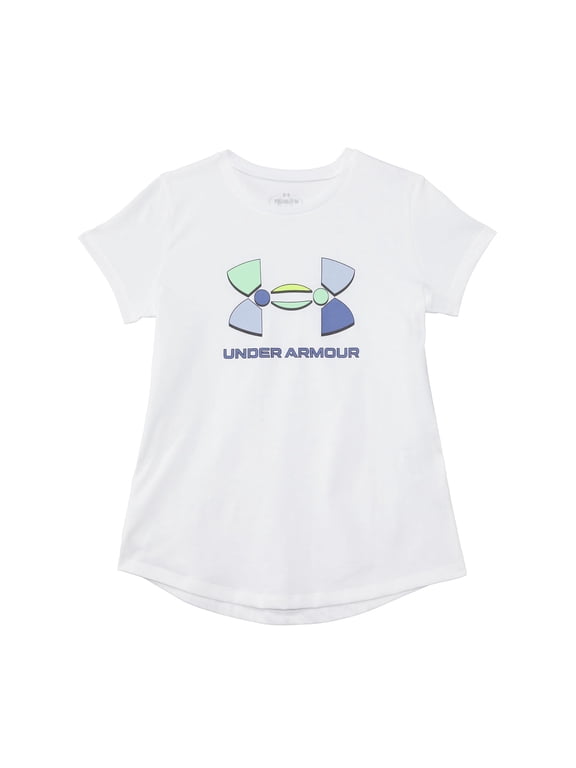 Girl's Color-Block Big Logo Short Sleeve T-Shirt (Big Kids) White/Black MD (10-12 Big Kid)