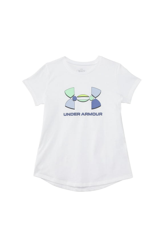 Girl's Color-Block Big Logo Short Sleeve T-Shirt (Big Kids) White/Black MD (10-12 Big Kid)