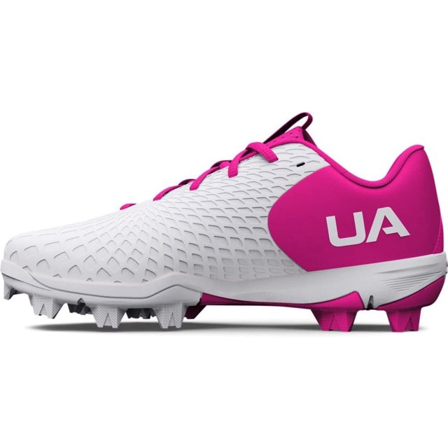 Kids' UA Glyde 2 RM Jr. Softball Cleat - White/Metallic Silver main image 0
