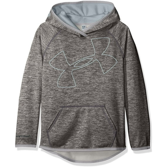 Under Armour Girls' Armour Fleece Novelty Jumbo Logo Hoodie, Stealth Gray (008)/Steel, Youth Small