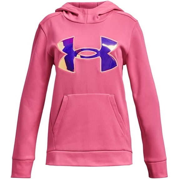Under Armour Girls Armourfleece Iridescent Big Logo Hoodie (640) Pink Punk / / Iridescent X-Large