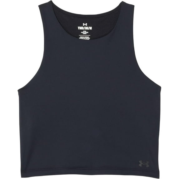 Under Armour Girls Motion Crop Tank Top , Black 001/Jet Gray-Legacy , X-Large