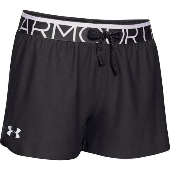 Under Armour Girls Play Up Shorts, Black \ White,S - US