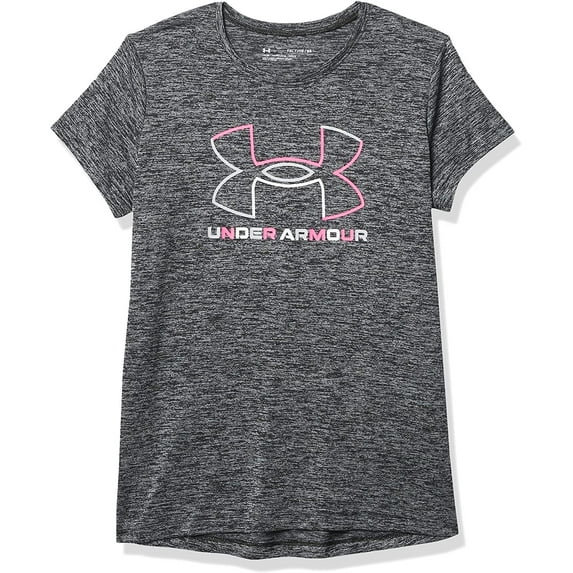 Under Armour Girls Tech Big Logo Twist Short Sleeve T-Shirt Black 001/Cerise Large