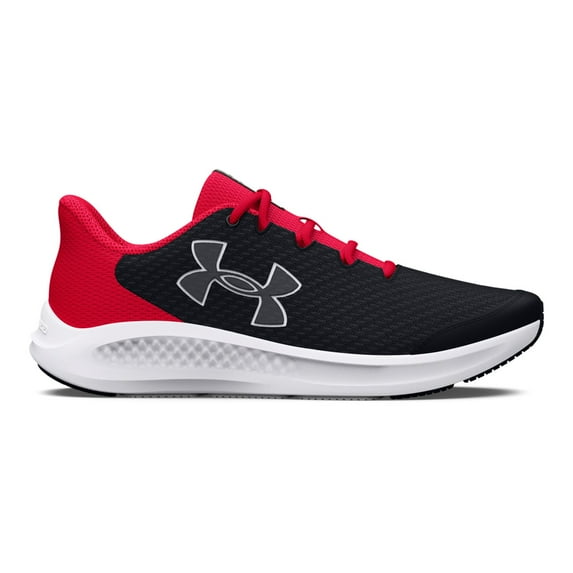 Under Armour Grade School Charged Pursuit 3 Big Logo Kids' Running Shoes Color: Black Red White Size: 7