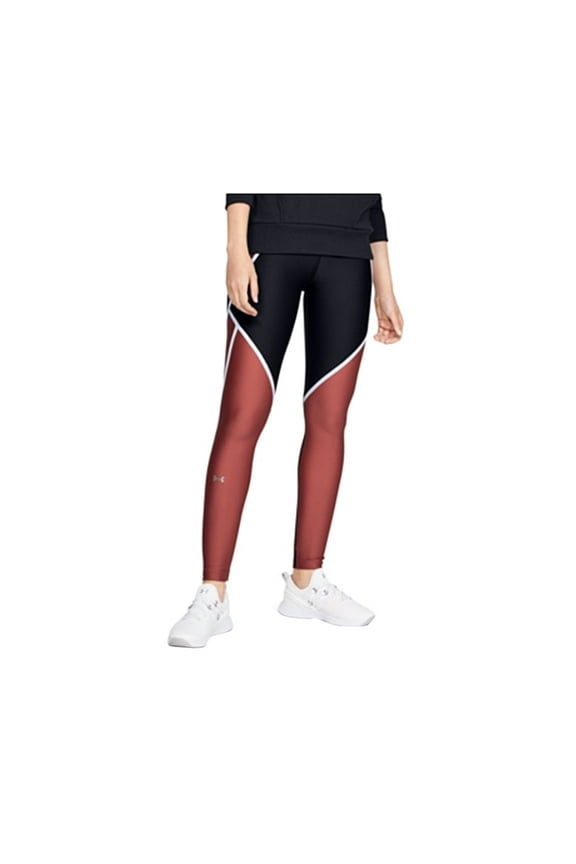 HeatGear Colorblocked Compression Leggings Womens Active Pants Size XL, Color: Black/White/Ember