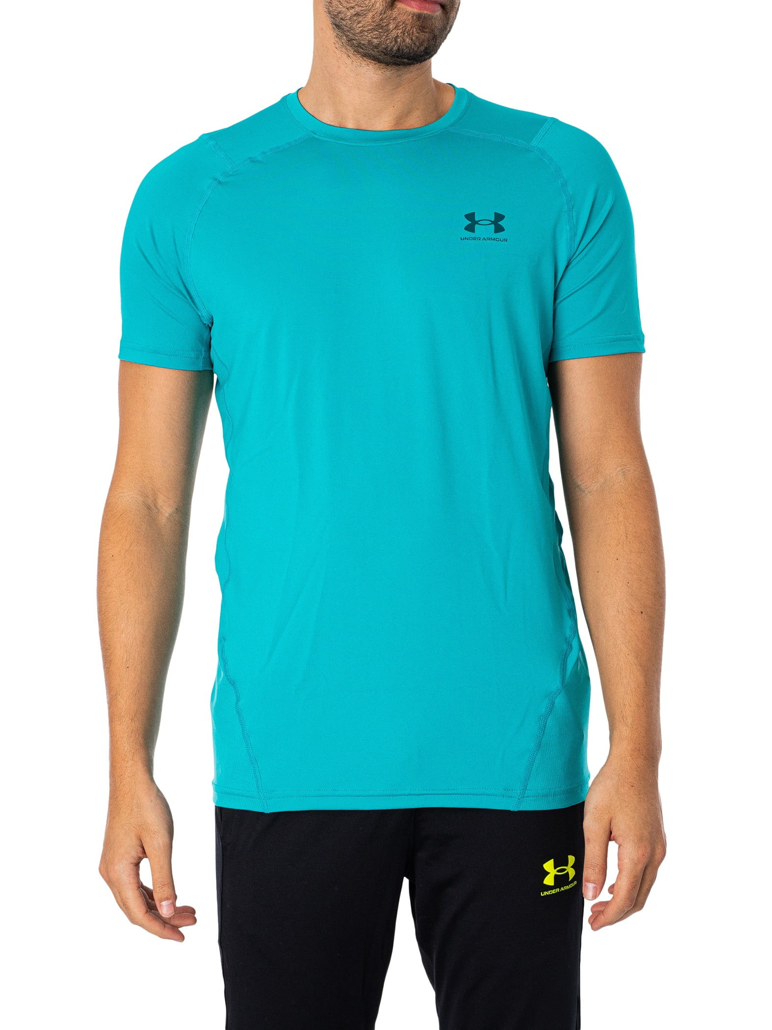 Under Armour HeatGear Fitted Short Sleeve T Shirt Green Walmart