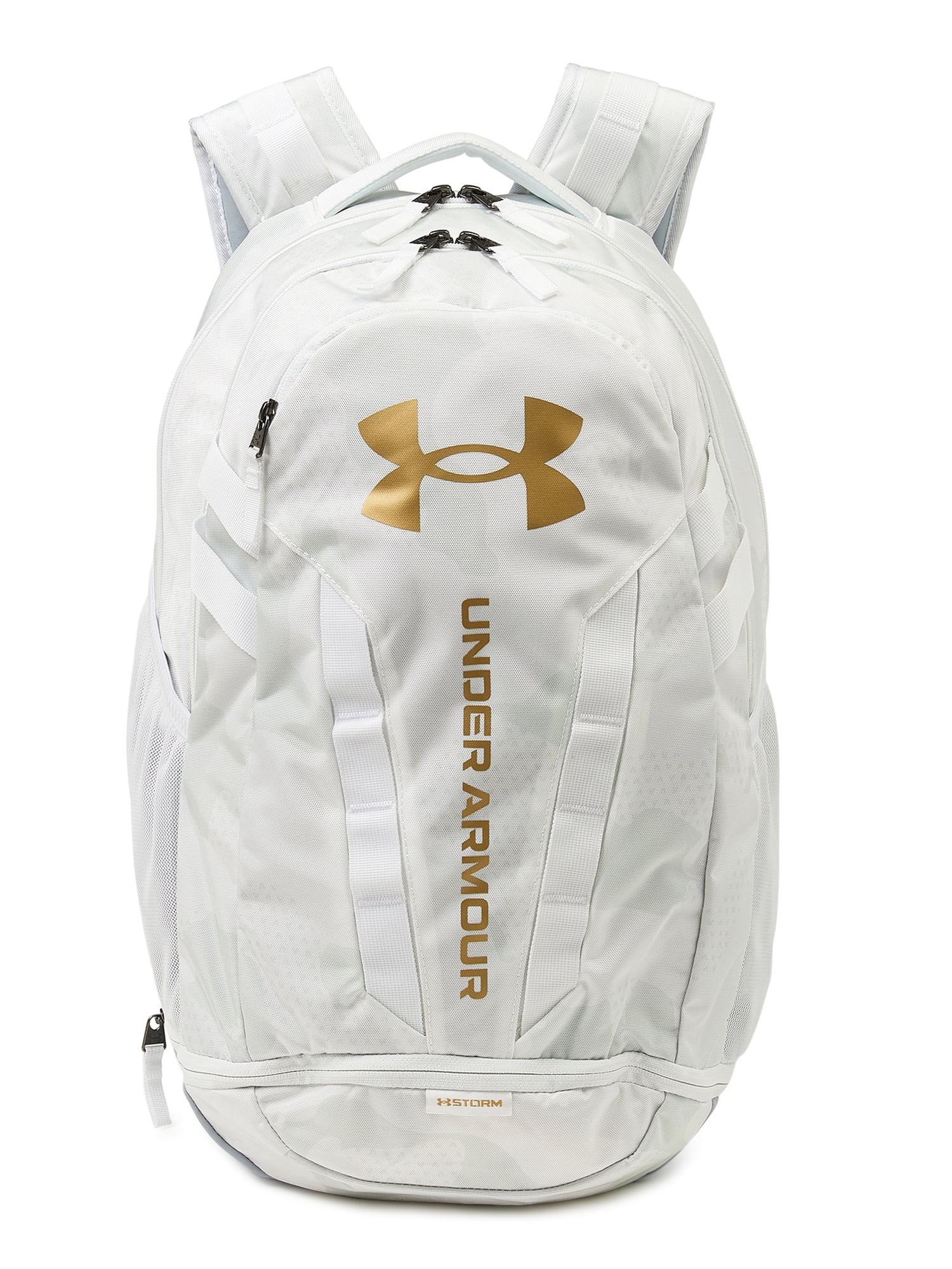 Under Armour Hustle 5.0 Unisex White Metallic Gold Luster Backpack