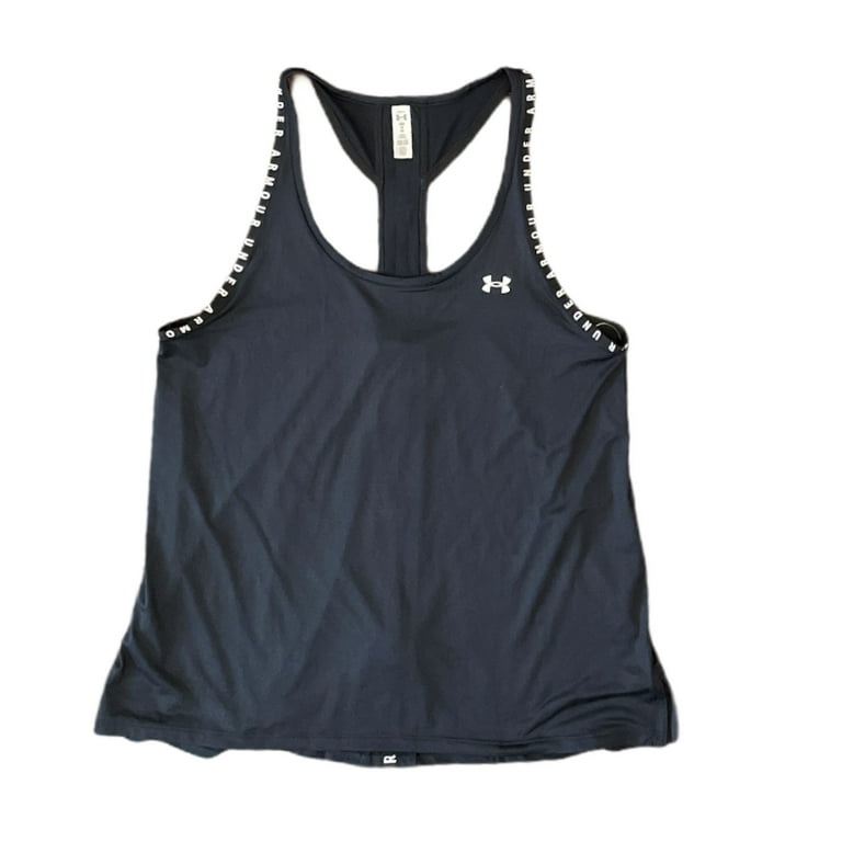 (取寄) アンダーアーマー レディース テック ノックアウト タンク トップ Under Armour women Tech Knockout Tank Top Black/White Under Armour Knockout Womens Fitness Vest Tank Top Black/White - L