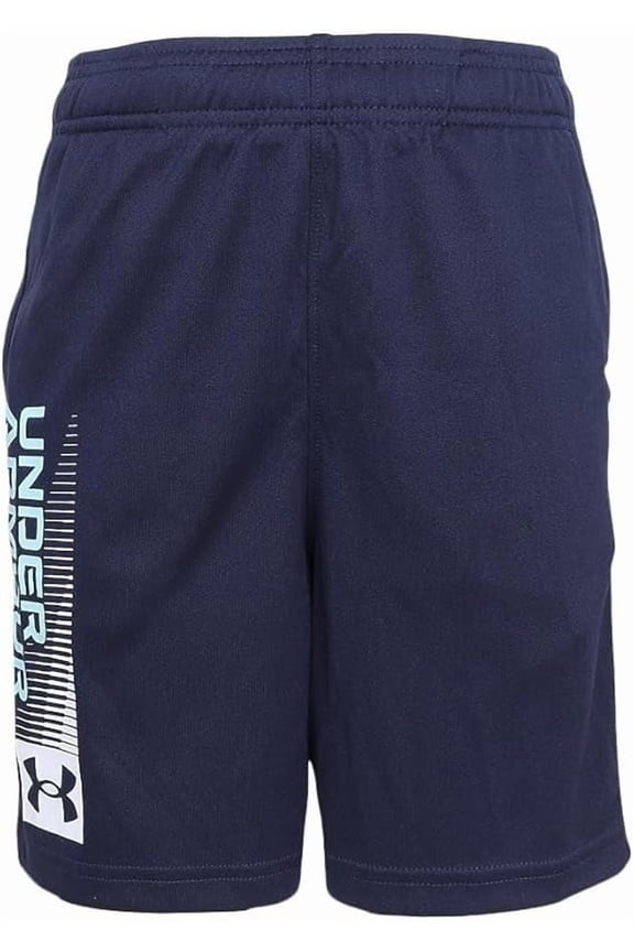 MIDNIGHT NAVY/STREAM/WHITE Boys' Tech Wordmark Shorts, US YL/TG/EG