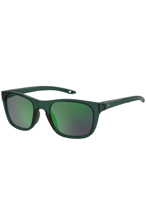 Unisex Raid Soft Square Transparent Green Sunglasses with Green Mirror Lens UA0013GS-01ED-Z9