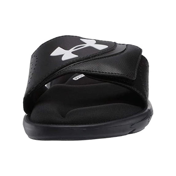 Under Armour Men's Adjustable Strap Memory Foam Ignite VI Slide Sandals (Black/White, 10)
