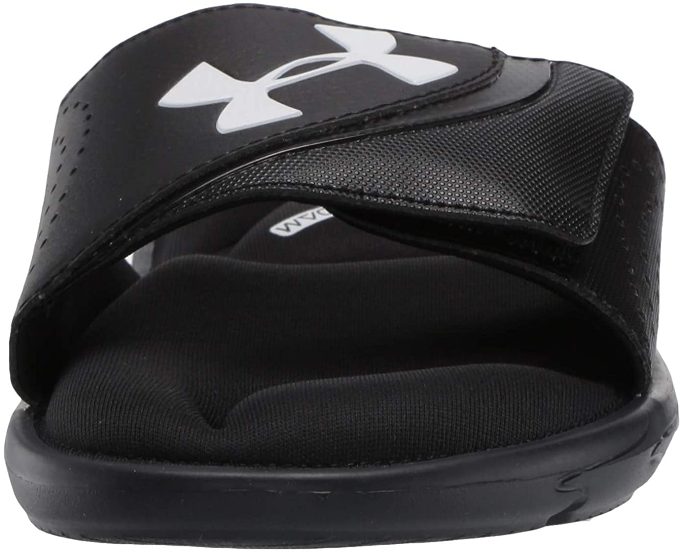 Under Armour Men's Adjustable Strap Memory Foam Ignite VI Slide Sandals (Black/White, 9)