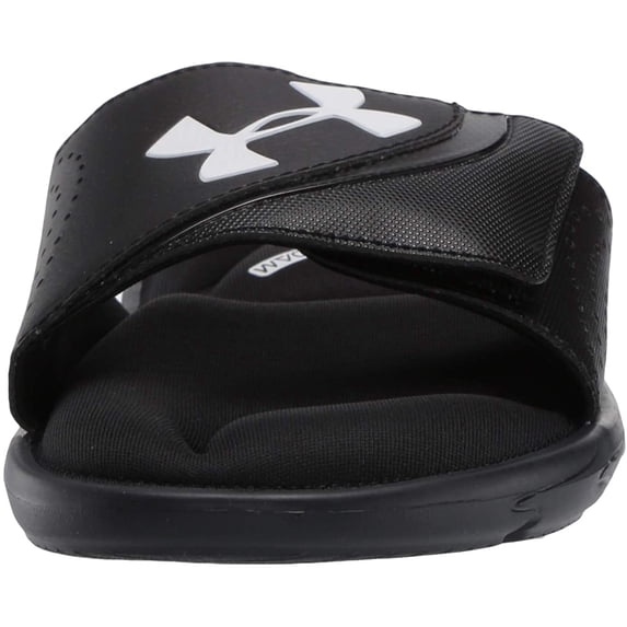 Under Armour Men's Adjustable Strap Memory Foam Ignite VI Slide Sandals (Black/White, 9)