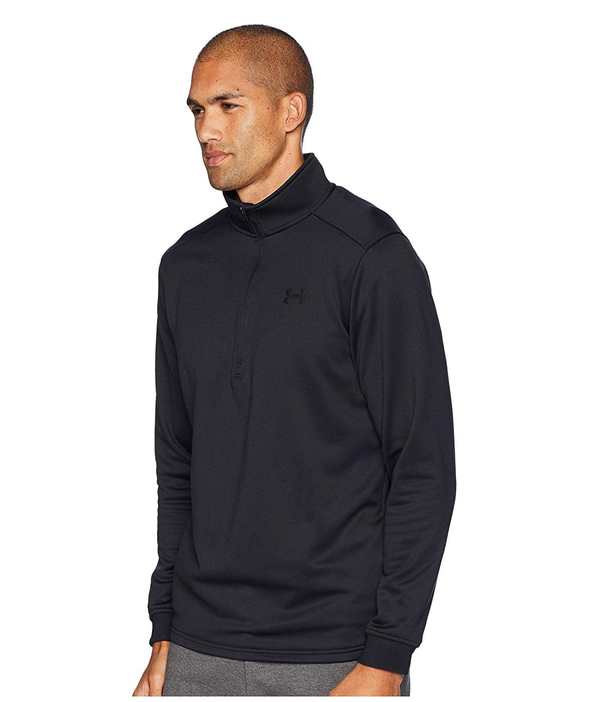 Under Armour Men's Armour Fleece 1/2 Zip Ribbed Cuff Long Sleeve Shirt,  Black, S