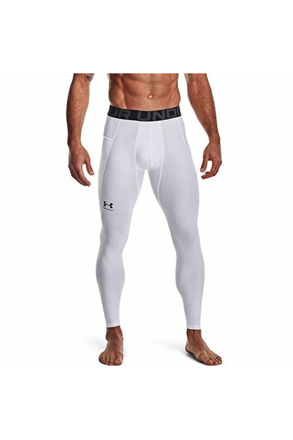 Men's Armour HeatGear Leggings , White (100)/Black, Medium