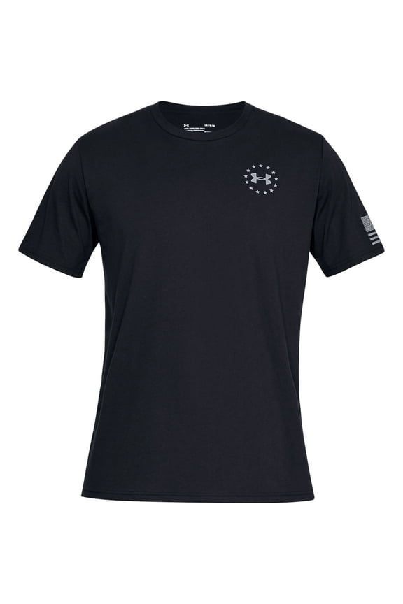 Men's Athletic UA Freedom Flag T-Shirt Short Sleeve Tee, Black/Steel, S