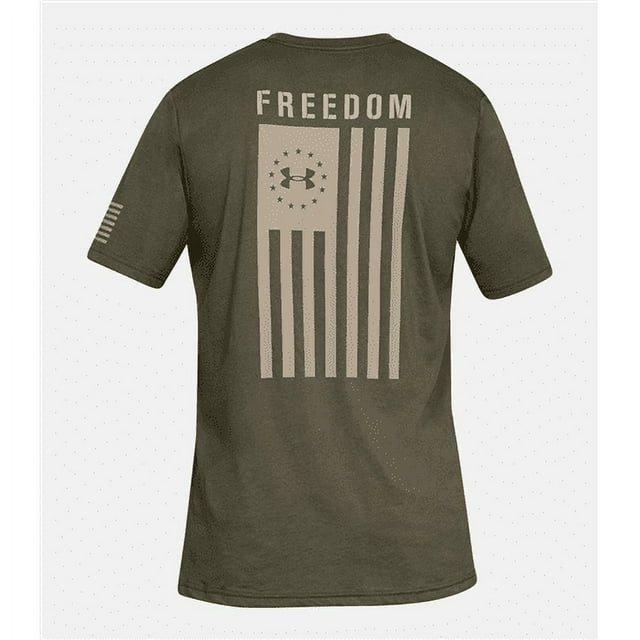 Under Armour Men's Athletic UA Freedom Flag T-Shirt Short Sleeve Tee, Marine/Sand, S
