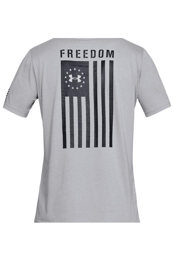 Men's Athletic UA Freedom Flag T-Shirt Short Sleeve Tee, Steel/Black, S