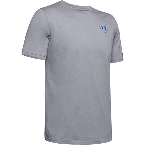 Under Armour Men's Athletic UA Freedom Flag T-Shirt Short Sleeve Tee, Steel/Royal, S