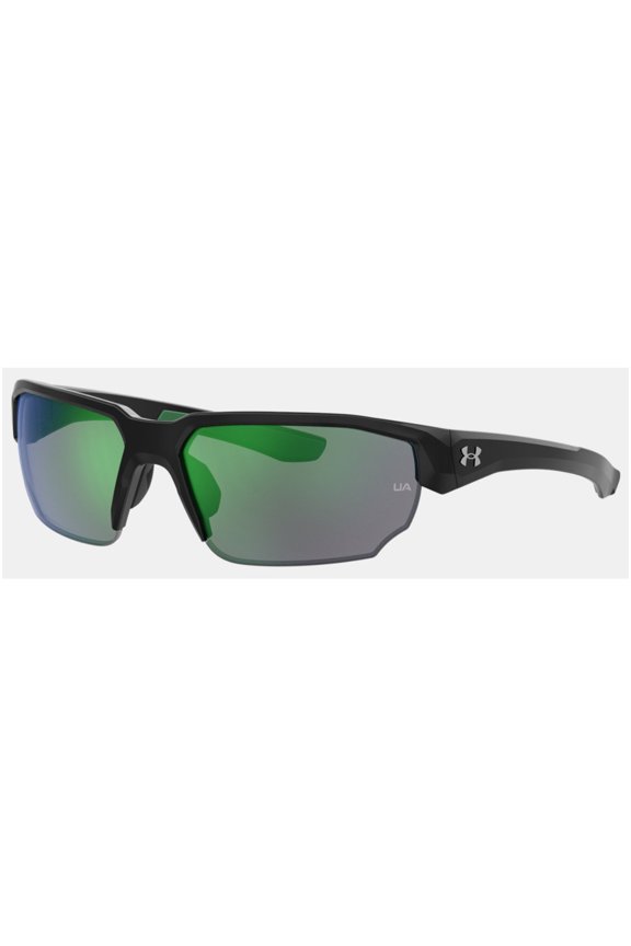 Men's Blitzing Wrap Style Sunglasses Black Frame/Green Lens