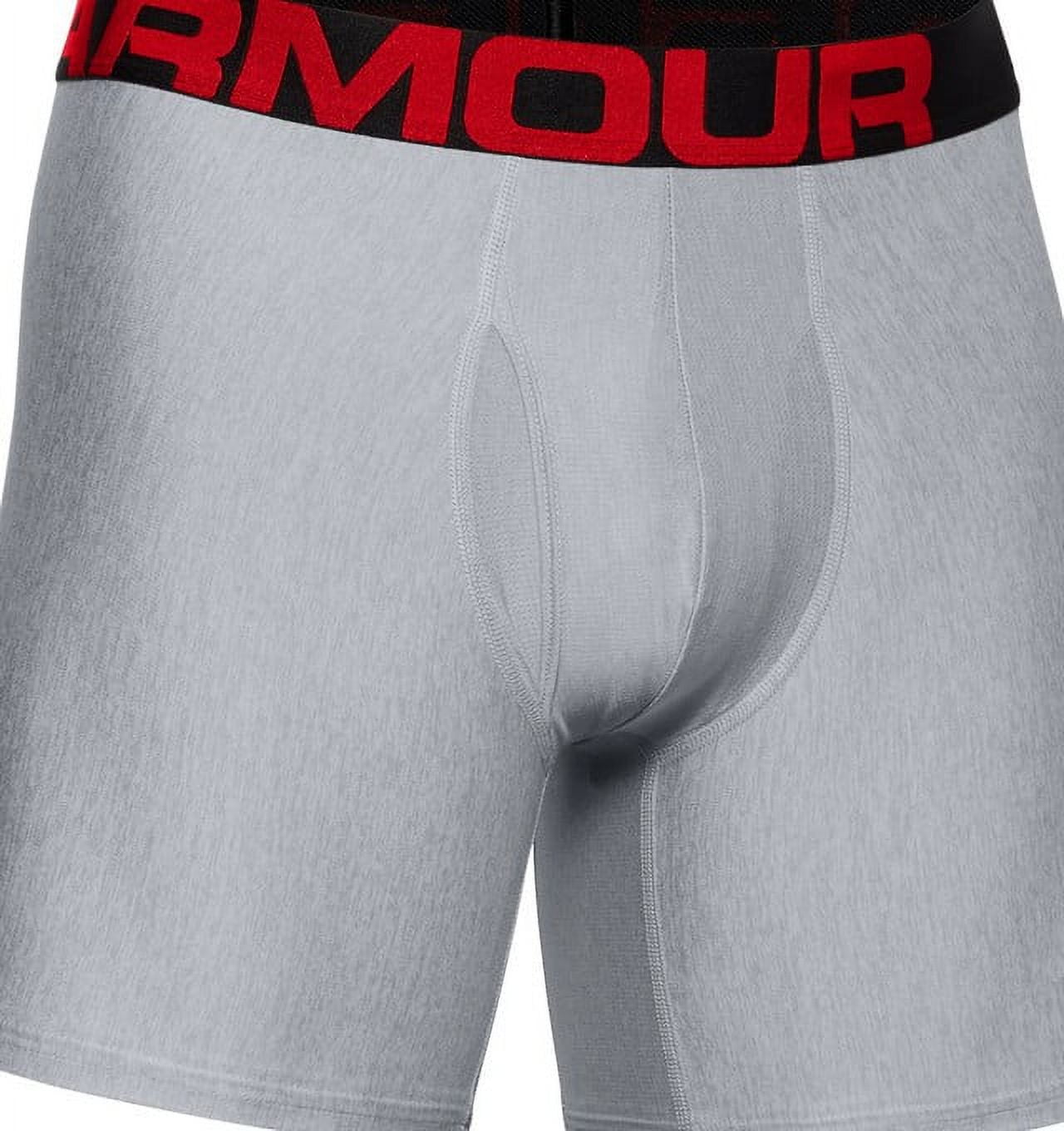 Under Armour Men's Boxer Brief 2 Pack UA Tech 6 Boxerjock Underwear  1363619, Grey, 2XL