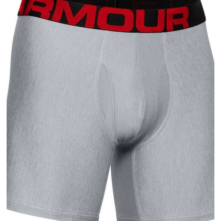 Under Armour Men's Boxer Brief 2 Pack UA Tech 6 Boxerjock Underwear  1363619, Grey, 2XL