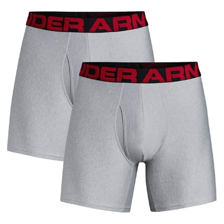 Under Armour Men's Boxer Brief 2 Pack UA Tech 6 Boxerjock Underwear  1363619, Grey, XL