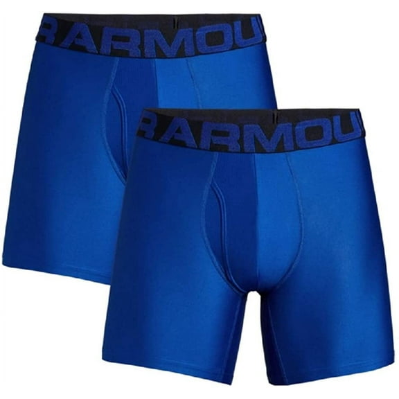 Under Armour Men's Boxer Brief 2 Pack UA Tech 6" Boxerjock Underwear 1363619, Royal, 2XL