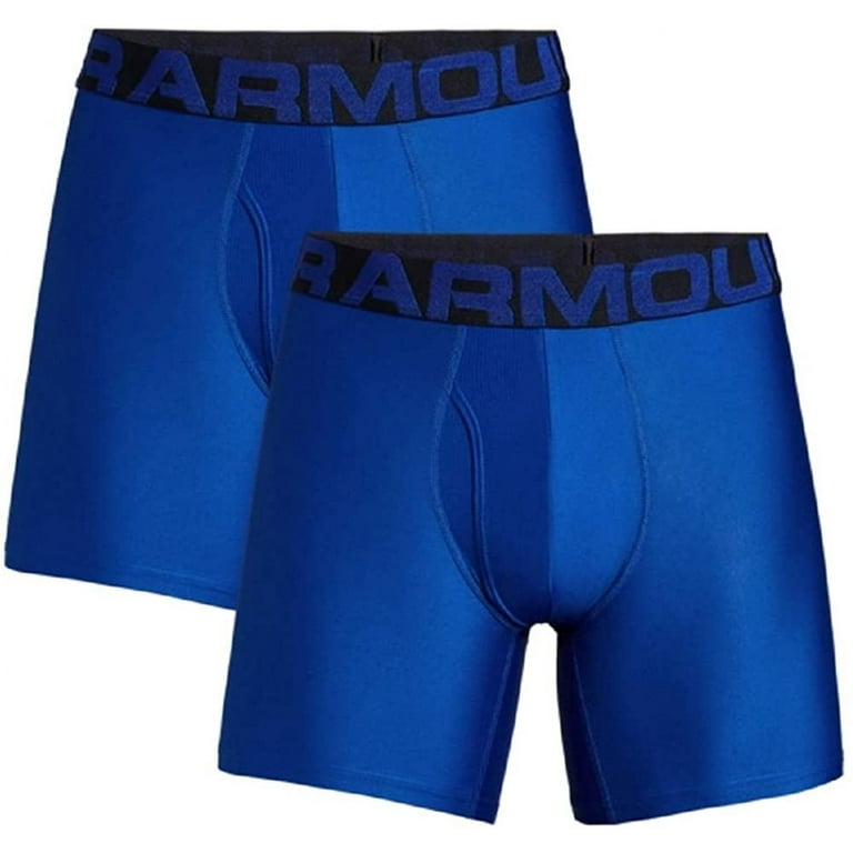 Under Armour Men's Boxer Brief 2 Pack UA Tech 6 Boxerjock Underwear  1363619, Royal, M