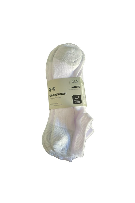 Men's Charged Cotton 2.0 No Show Socks, 6 Pack Halo Grey