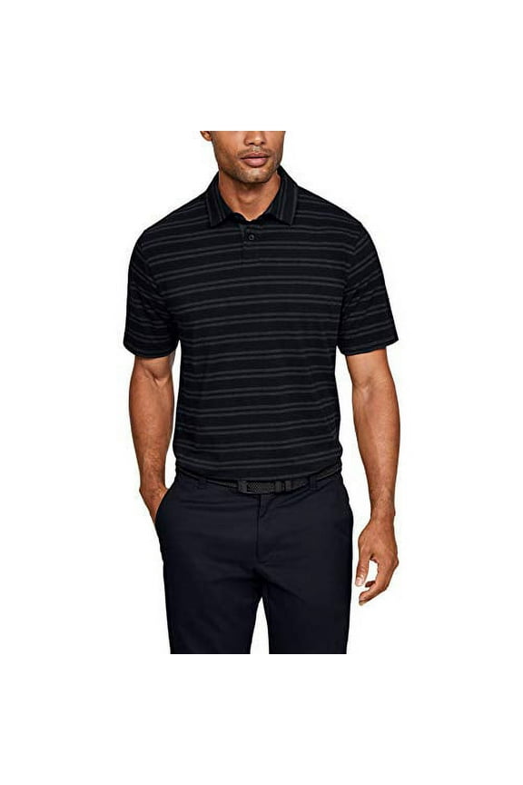 Men's Charged Cotton Scramble Stripe Golf Polo, Black (002)/Black, Medium