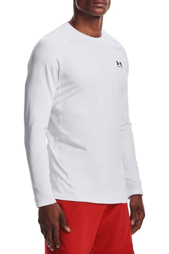 Men's ColdGear Armour Fitted Crew (White/Black, ST)