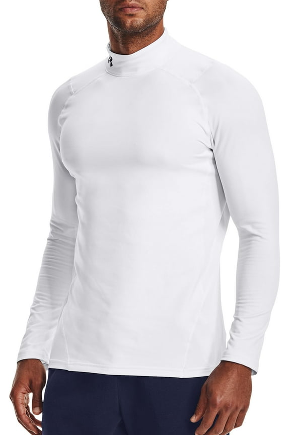 Men's ColdGear Armour Fitted Mock (White/Black, 4XL)