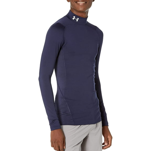 Under Armour Men's ColdGear Comp Mock Compression Navy Long-Sleeve T-Shirt