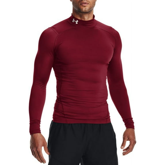 Under Armour Men's ColdGear Mock Neck Compression Shirt (Cardinal/White, XXL)