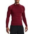 thumbnail image 1 of Under Armour Men's ColdGear Mock Neck Compression Shirt (Cardinal/White, XXXL), 1 of 3